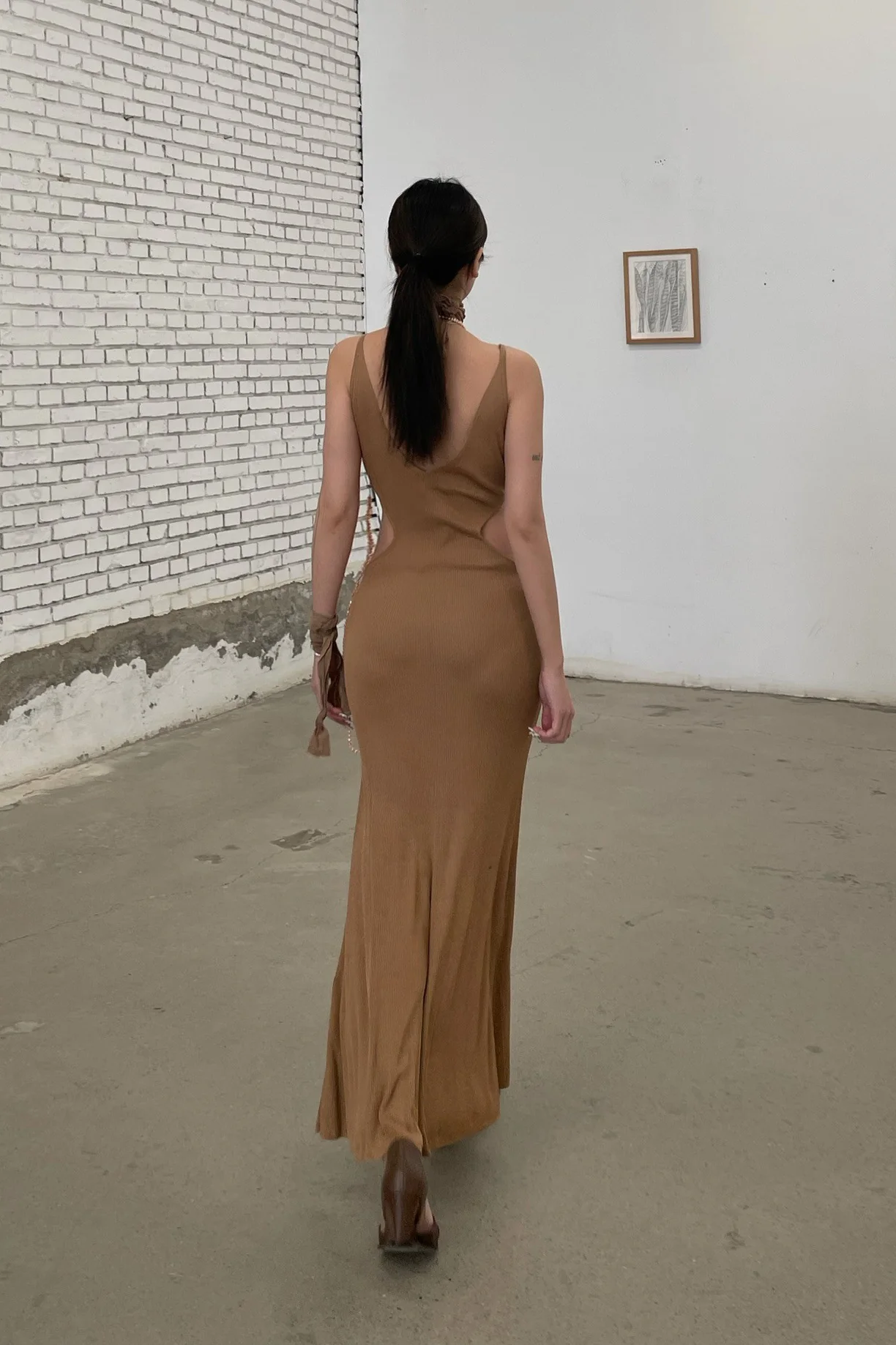 OUDE WAAG hollow fishtail knitted dress OW-23SS-KT15 turmeric - Image 13