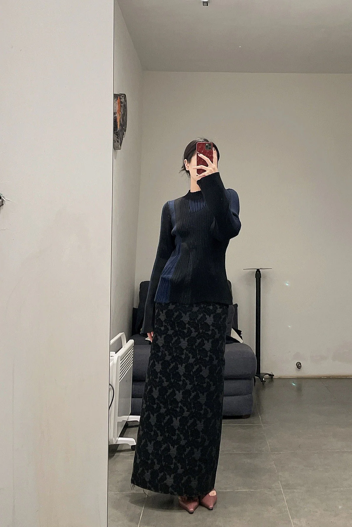 OUDE WAAG Jacquard Straight Skirt OW-21AW-SK01BL900 Black POW13 - Image 25