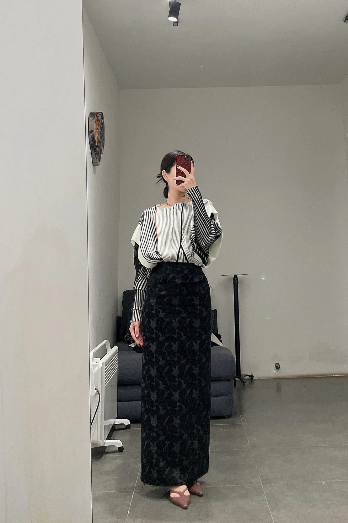 OUDE WAAG Jacquard Straight Skirt OW-21AW-SK01BL900 Black POW13 - Image 36