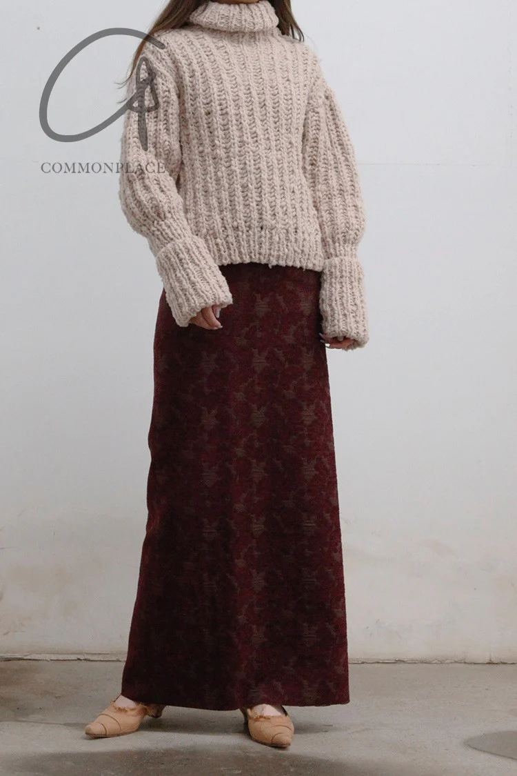 OUDE WAAG Jacquard Straight Skirt OW-21AW-SK01RE200 Red POW13 - Image 11