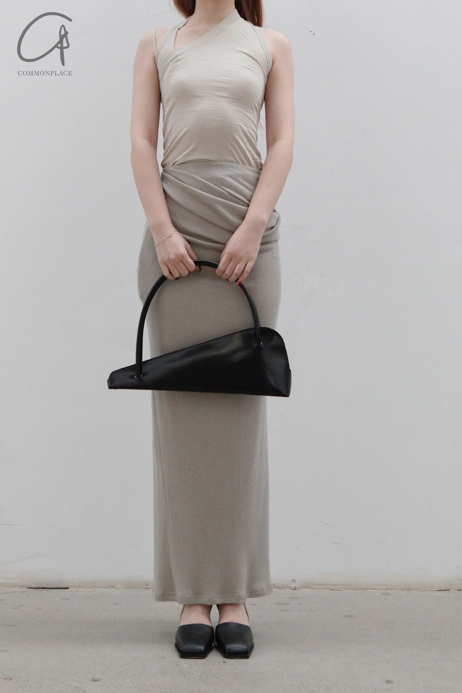 OUDE WAAG knitted asymmetric suspender vest OW-23SS-TP06 meters gray - Image 4
