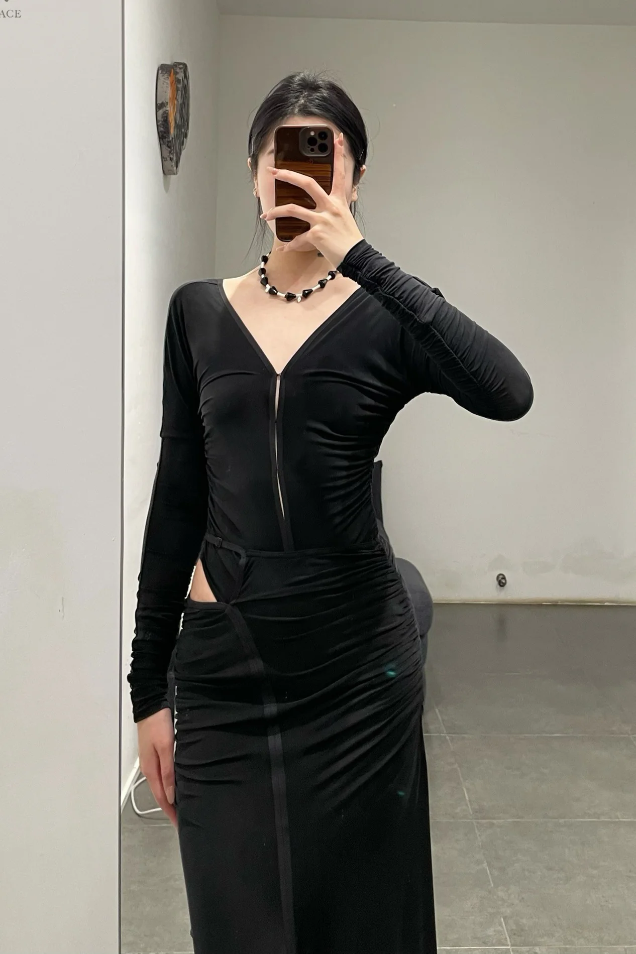 OUDE WAAG knitted cupro pleated jumpsuit OW-24SS-BD03 black - Image 11