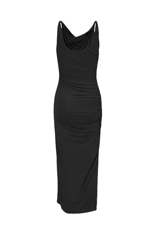 OUDE WAAG 24 Spring/Summer Knot Asymmetric Dress Series OW-OW-24SS-DS07-HEI Black - Image 4