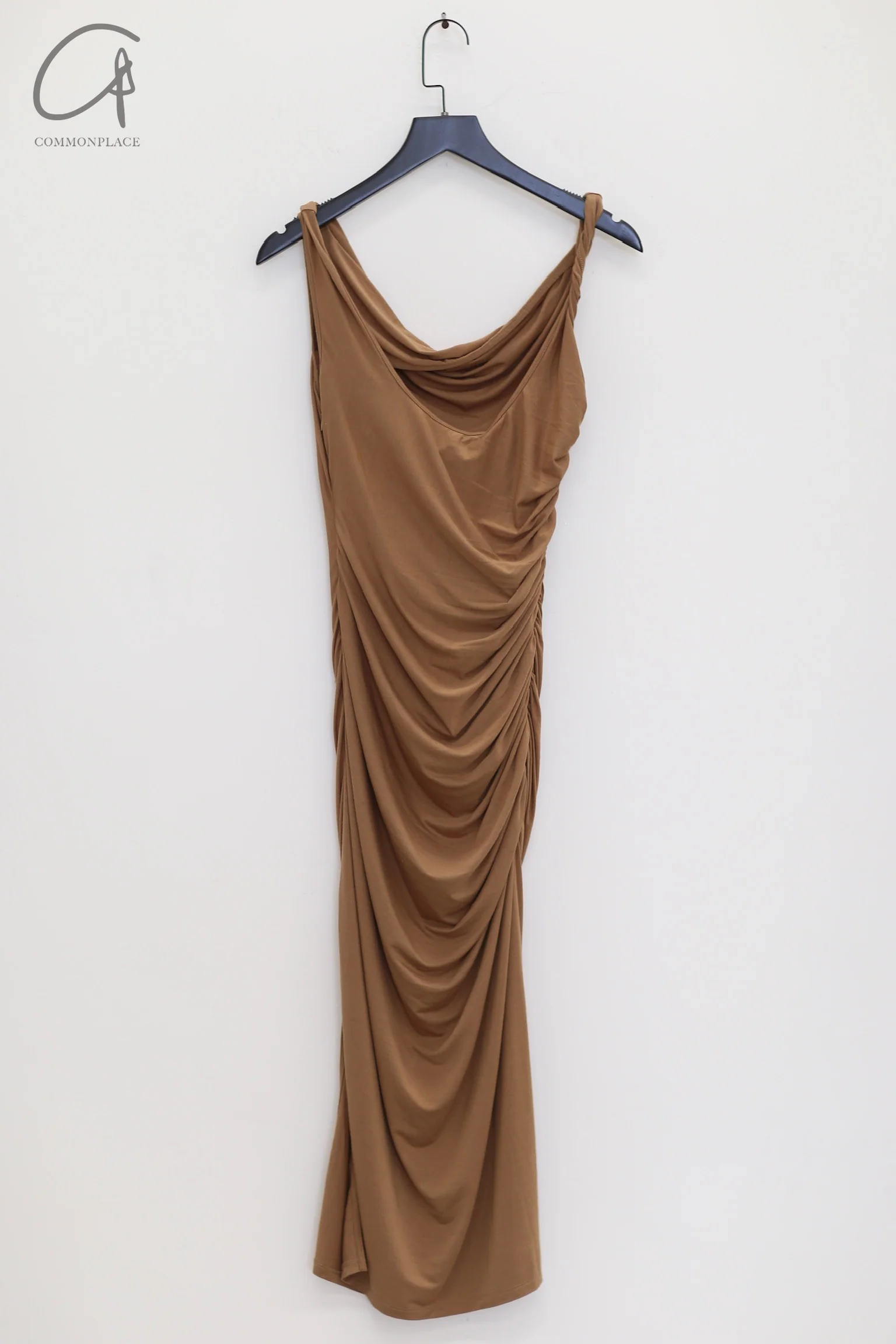 OUDE WAAG 24 Spring/Summer Knot Asymmetric Dress Series OW-OW-24SS-DS07-GLL Olive Green - Image 9