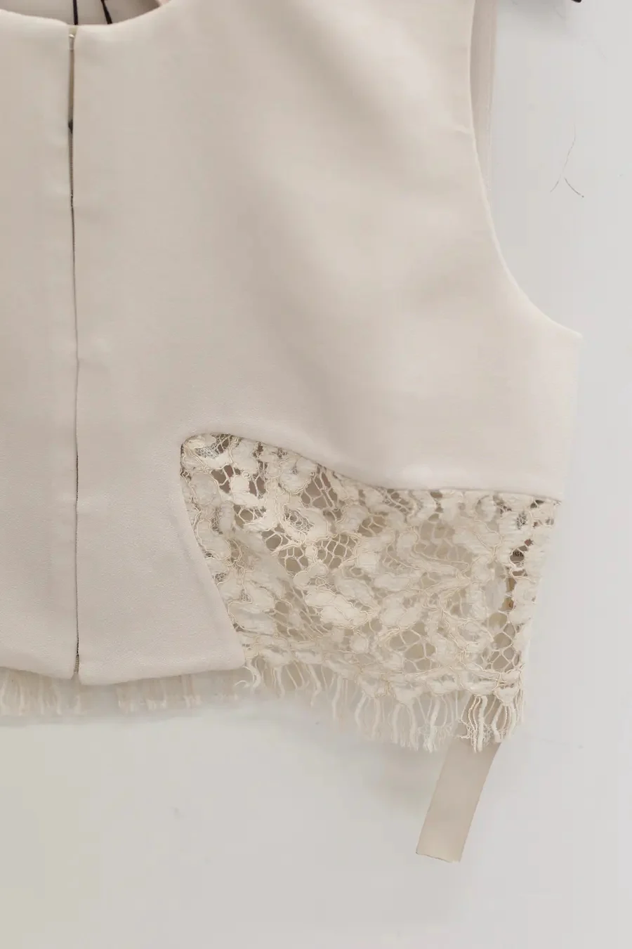 OUDE WAAG Lace Panel Bomber Jacket OW-WHITE-JK01 Beige - Image 5