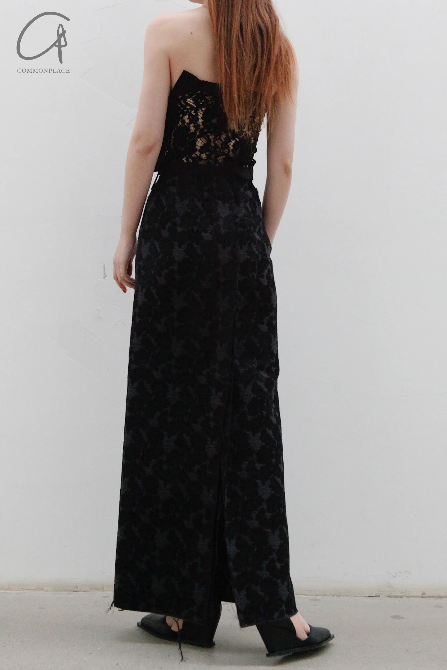 OUDE WAAG lace stitching tube top top OW-23SS-TP01 black - Image 7