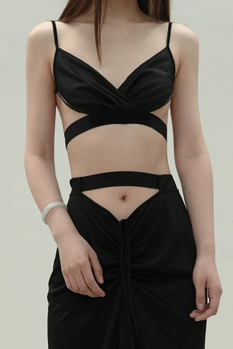 Oude waag logo deconstructs bandage corset ow-21ss-as05bl99 powas05