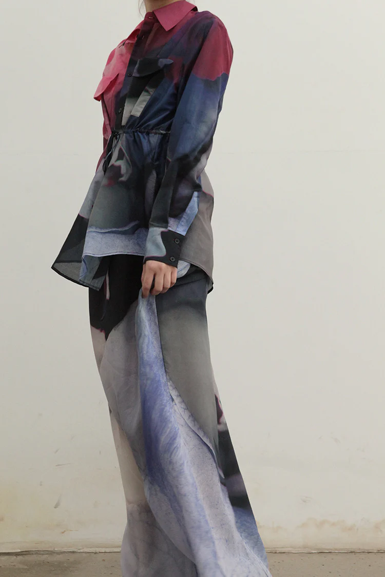 OUDE WAAG Loose Tie Silk Printed Shirt OW-21SS-ST02PU22 POWST02 - Image 4