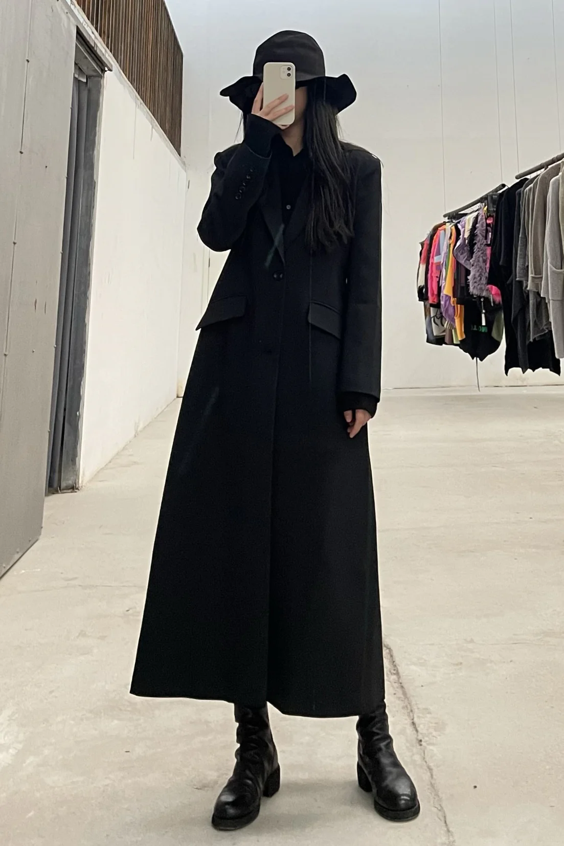 OUDE WAAG Mesh Back Tailored Coat OW-21AW-CT03 Black - Image 4