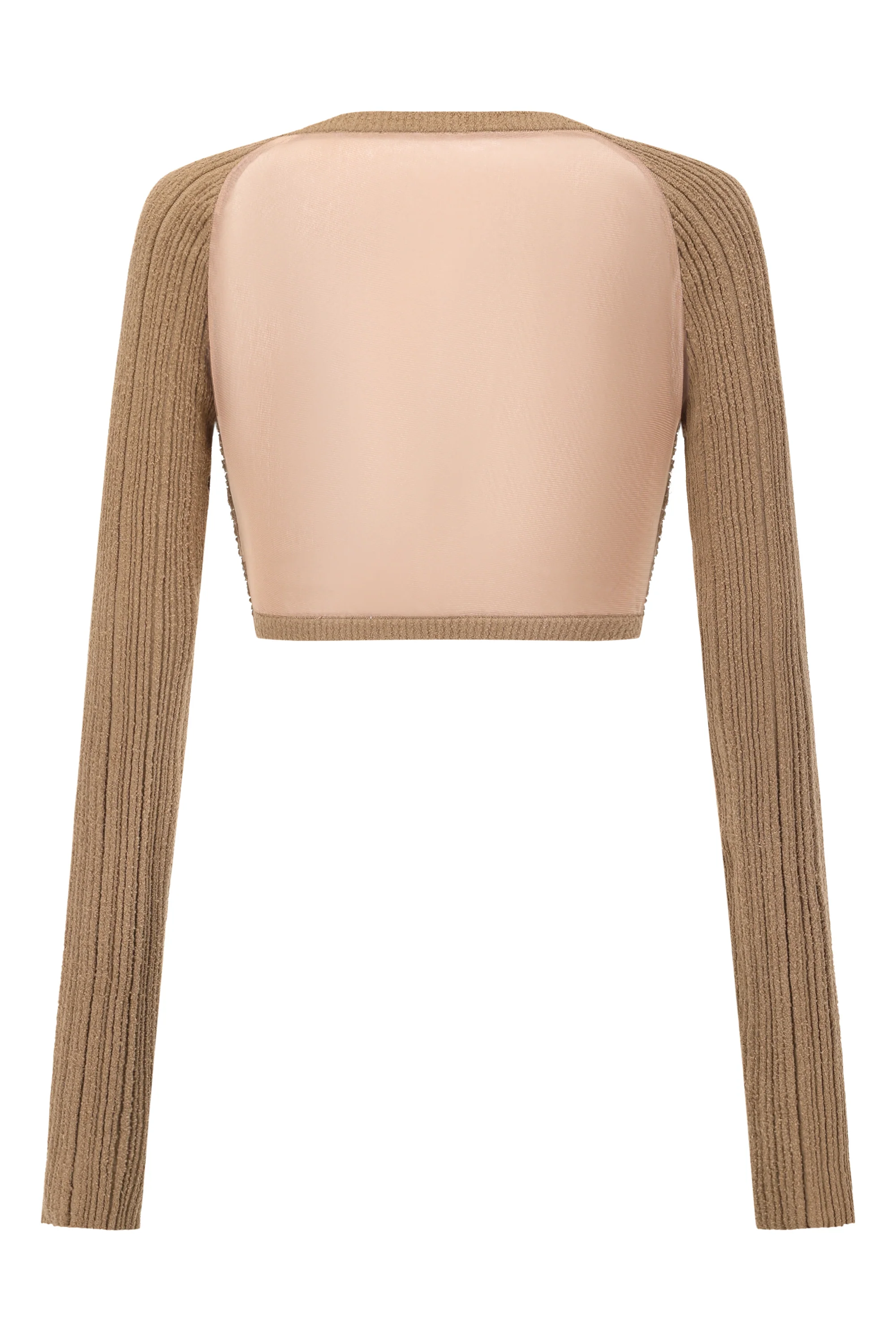 OUDE WAAG mesh patchwork knotted knit top OW-OW-24SS-KT02-KAQI Khaki - Image 5