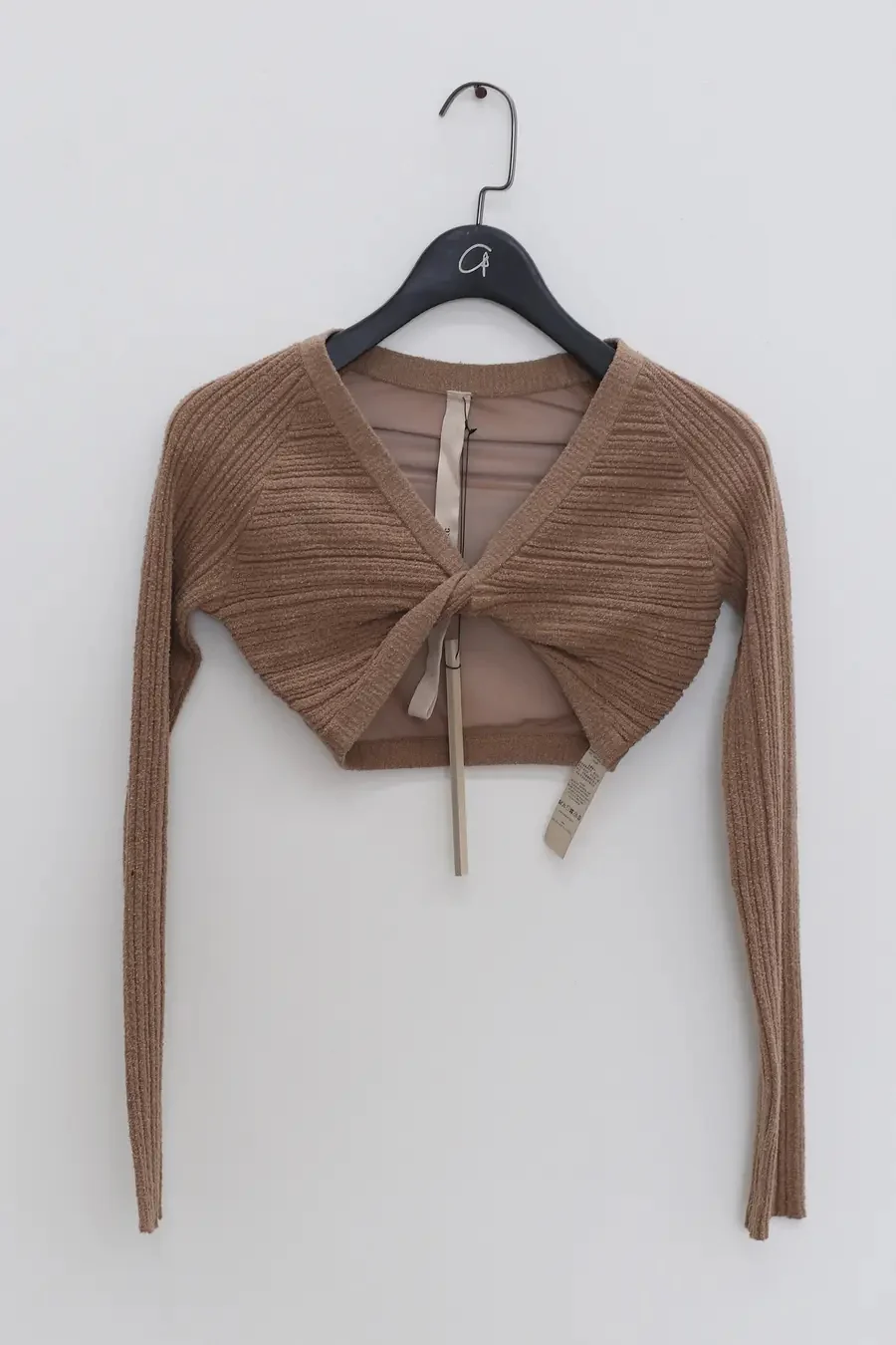 OUDE WAAG mesh patchwork knotted knit top OW-OW-24SS-KT02-KAQI Khaki - Image 6
