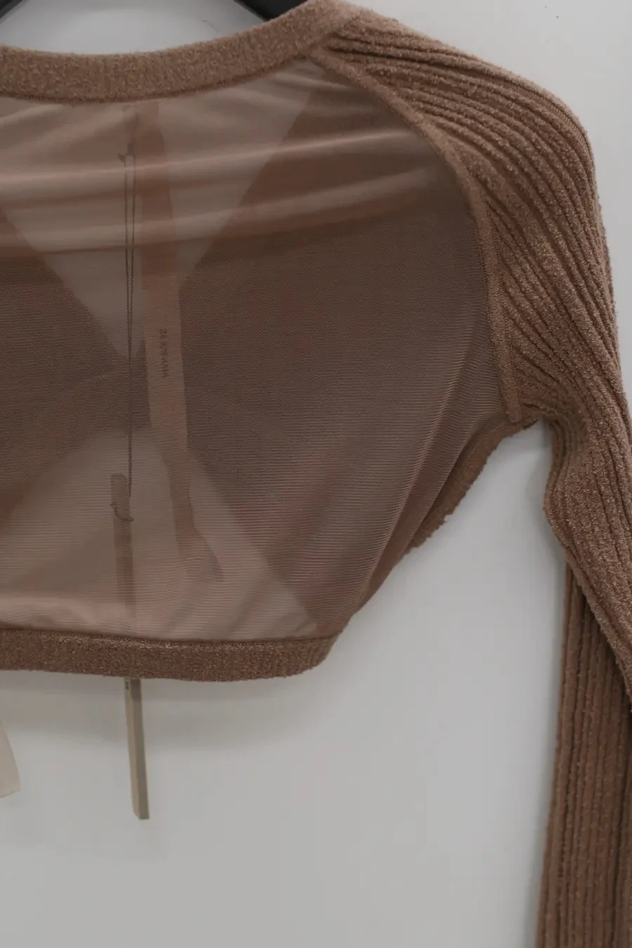 OUDE WAAG mesh patchwork knotted knit top OW-OW-24SS-KT02-KAQI Khaki - Image 8