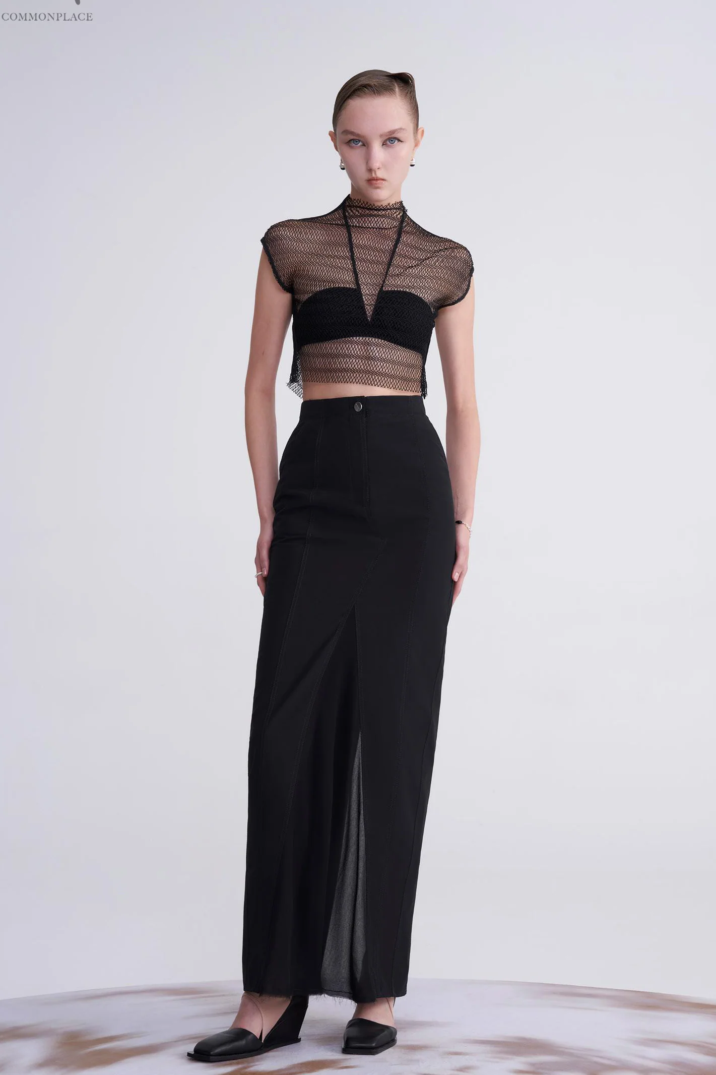 OUDE WAAG Mesh Turtleneck Knit Top OW-23SS-TP08 Black - Image 10