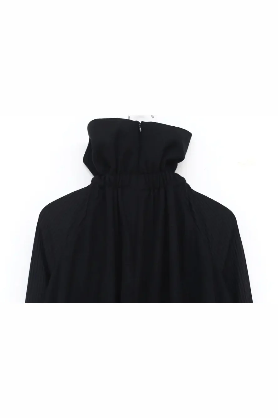 OUDE WAAG Paneled Sleeve Turtleneck Wool Dress OW-20AW-DS05BL99 - Image 19