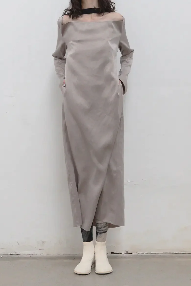 OUDE WAAG OW19AWDS03 long sleeve draped cupro dress - Image 2