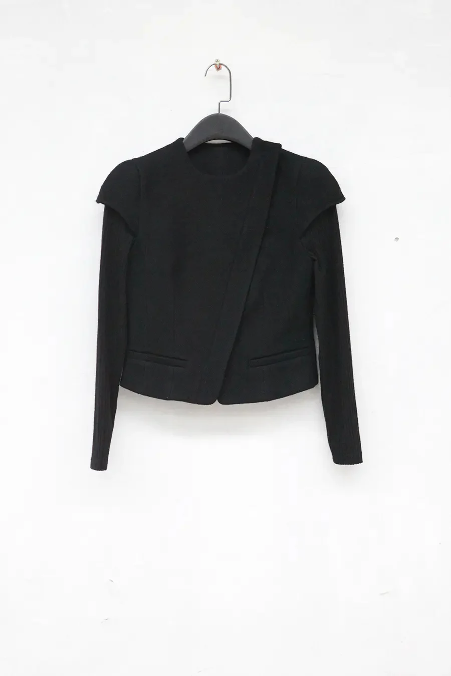 OUDE WAAG OW19AWJK03 Patchwork Knit Sleeve Round Shoulder Jacket - Image 5
