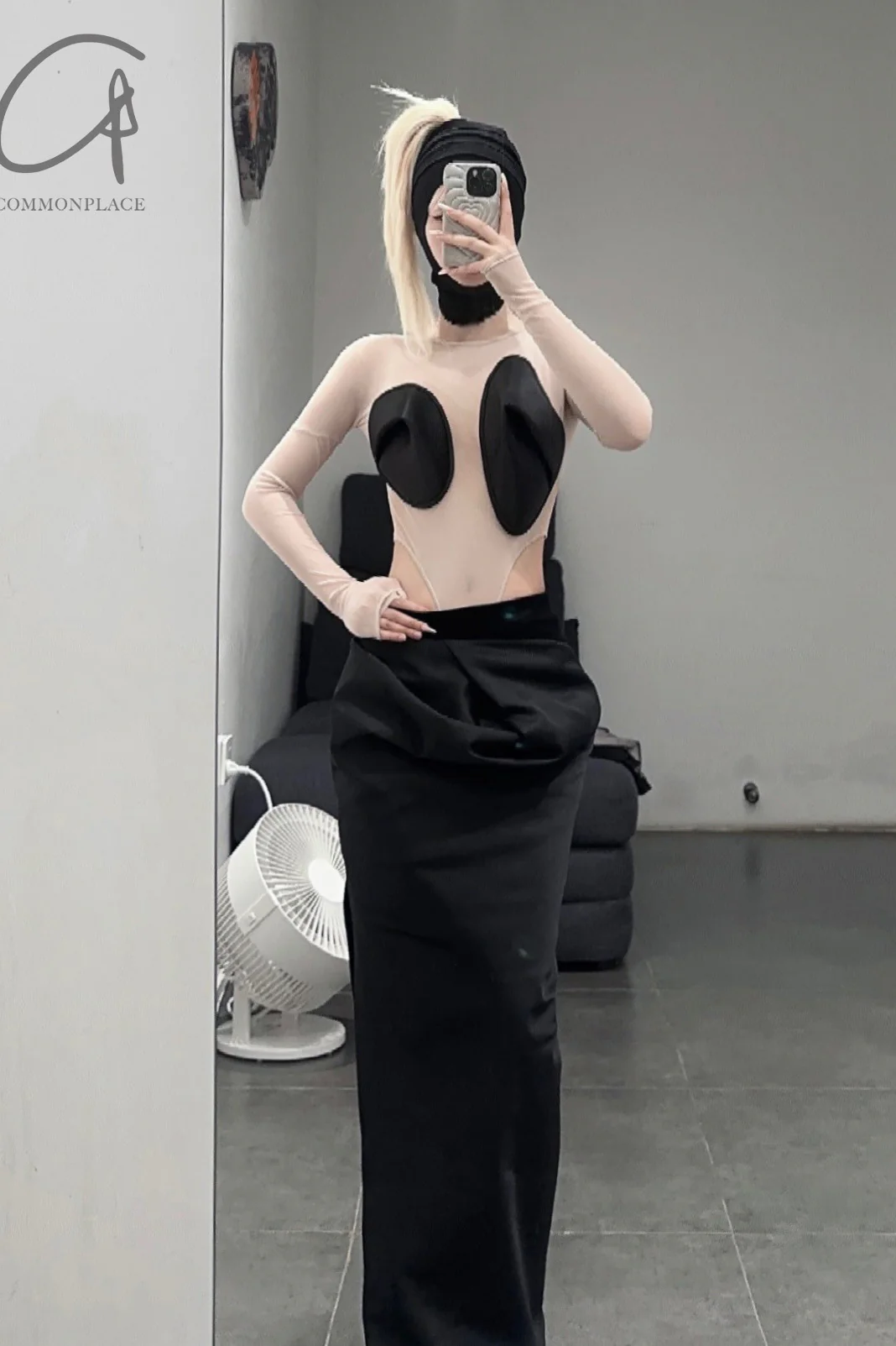 OUDE WAAG panelled sculpted skirt OW-22AW-SK10 black - Image 7
