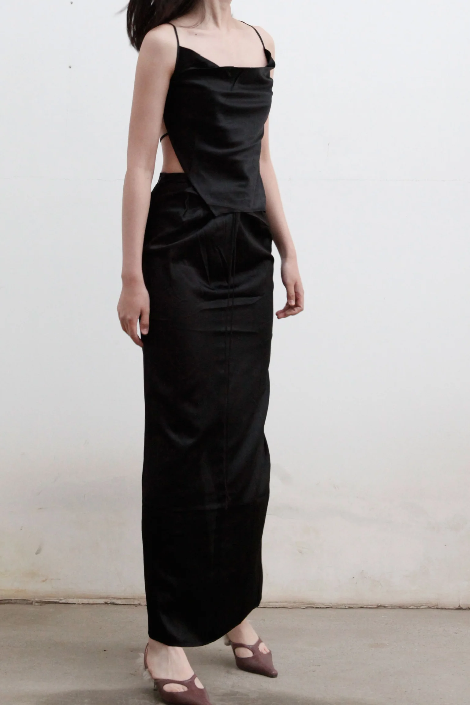 OUDE WAAG Print Knot Drape Skirt OW-22SS-SK04 Black - Image 7