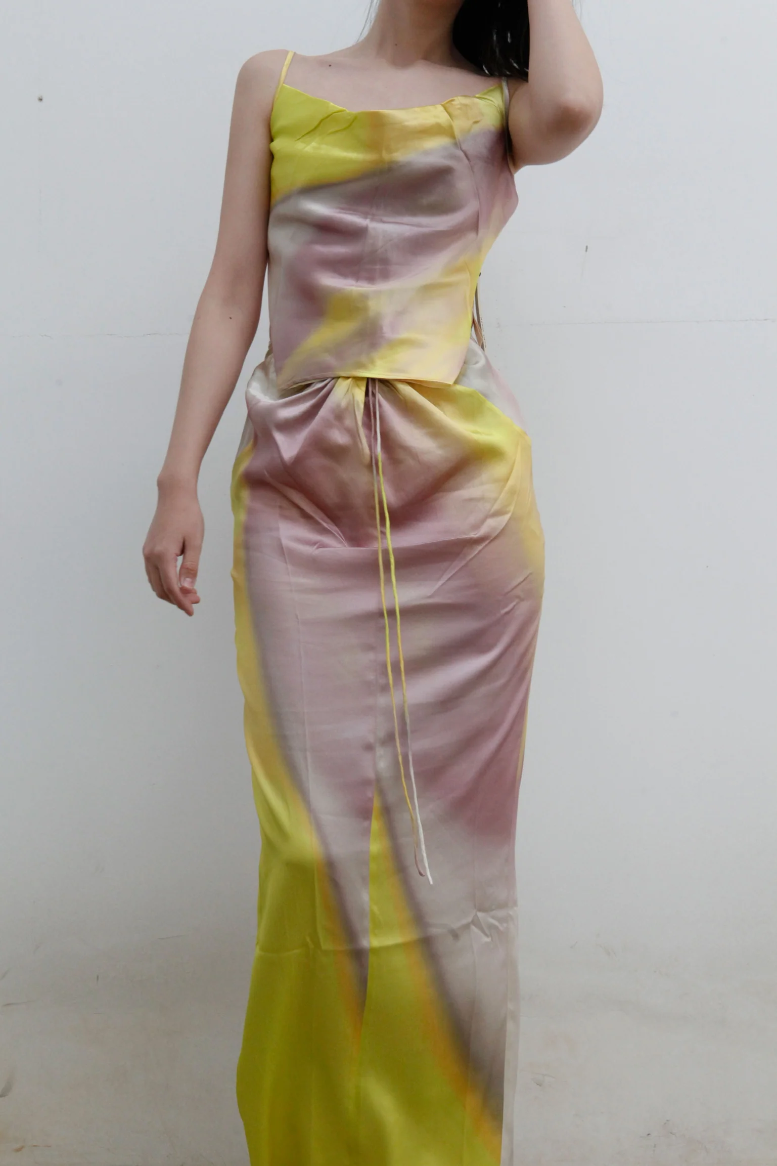 OUDE WAAG Printed Knotted Drape Skirt OW-22SS-SK04 Yellow Grey - Image 16