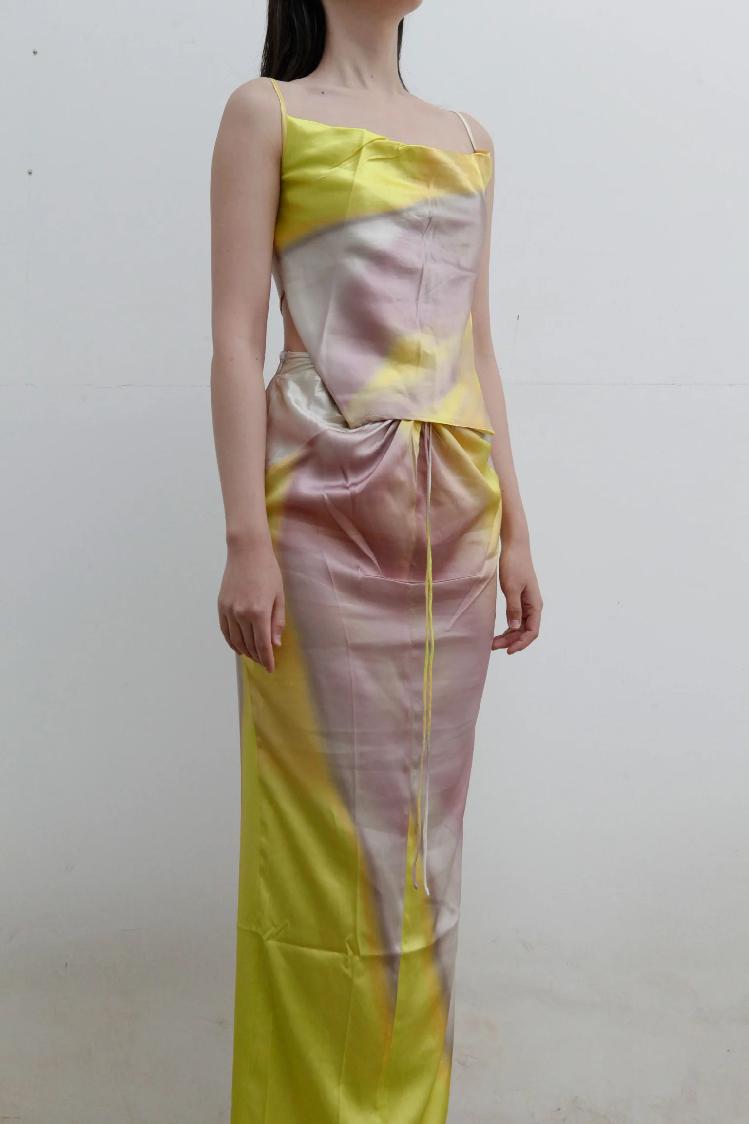 OUDE WAAG Printed Knotted Drape Skirt OW-22SS-SK04 Yellow Grey - Image 23
