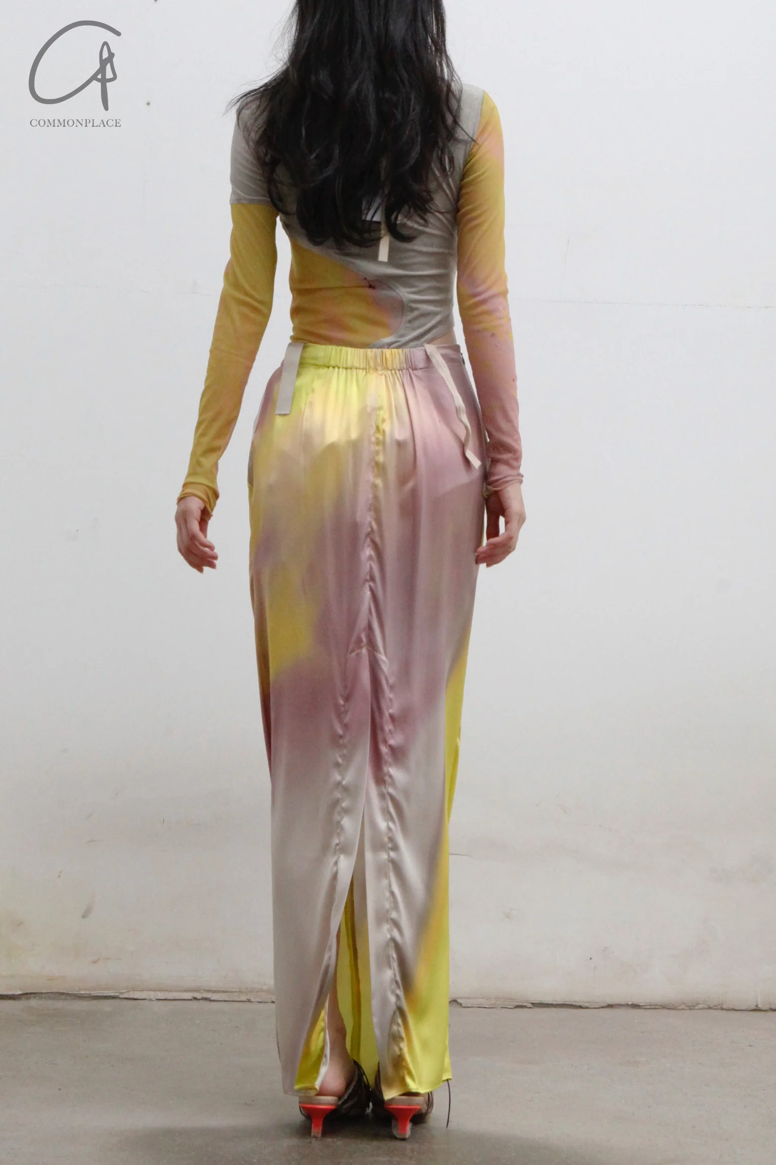 OUDE WAAG Printed Knotted Drape Skirt OW-22SS-SK04 Yellow Grey - Image 5