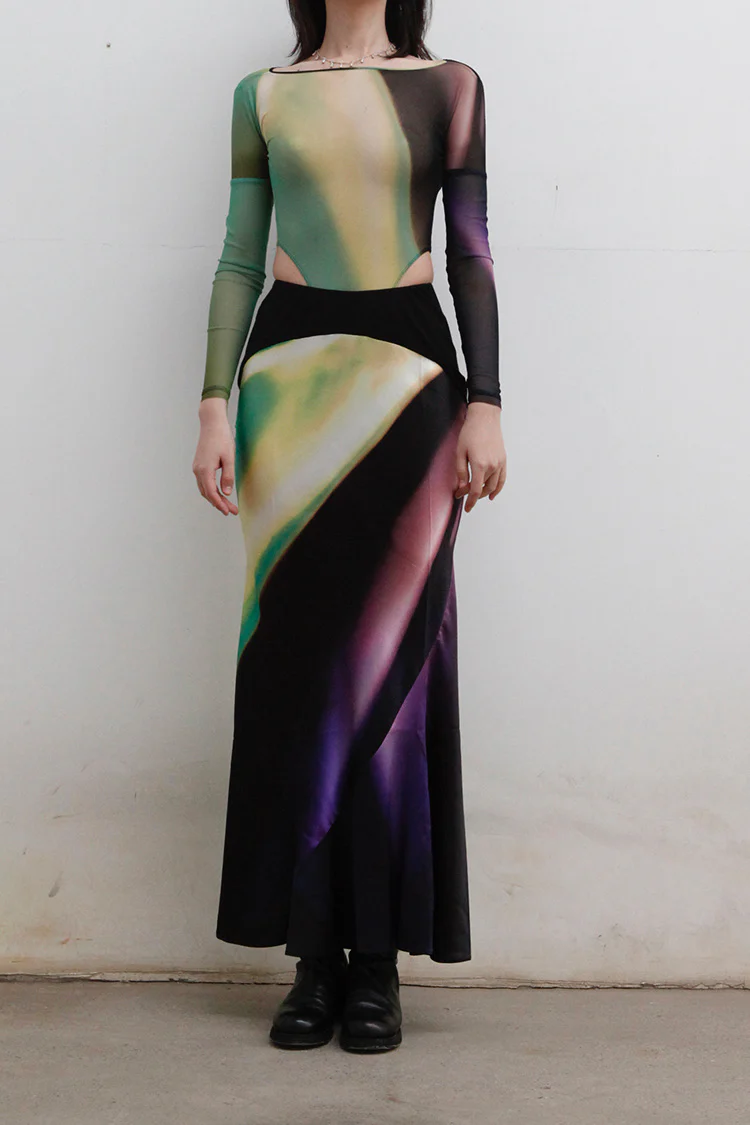 OUDE WAAG Printed Mesh Bodysuit Series OW-22SS-UW04 Print 1 - Image 3