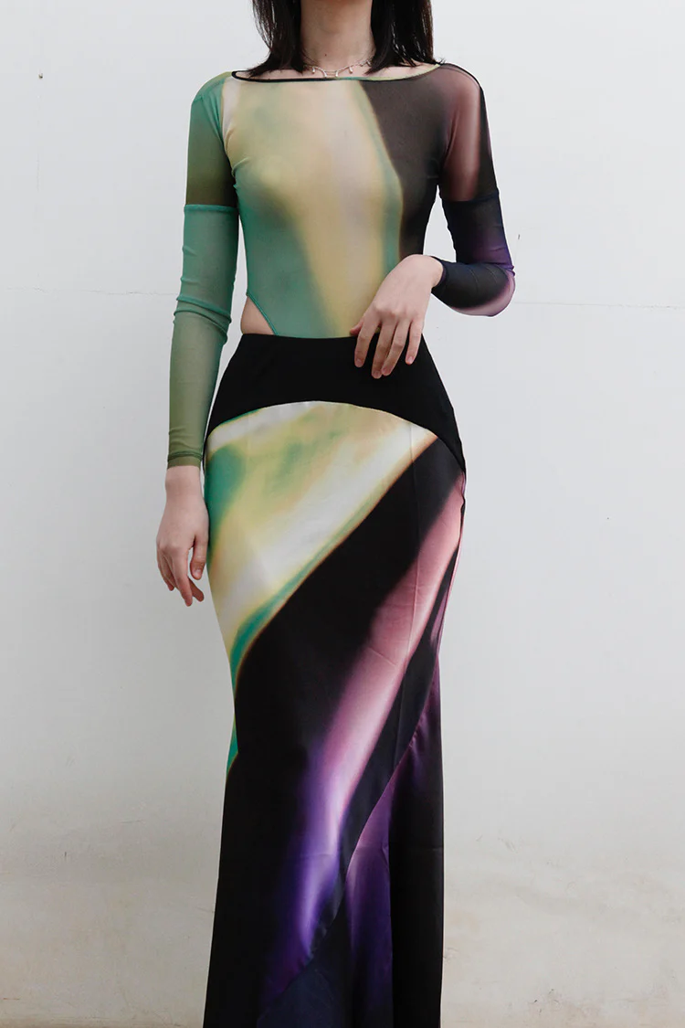OUDE WAAG Printed Mesh Bodysuit Series OW-22SS-UW04 Print 1 - Image 5