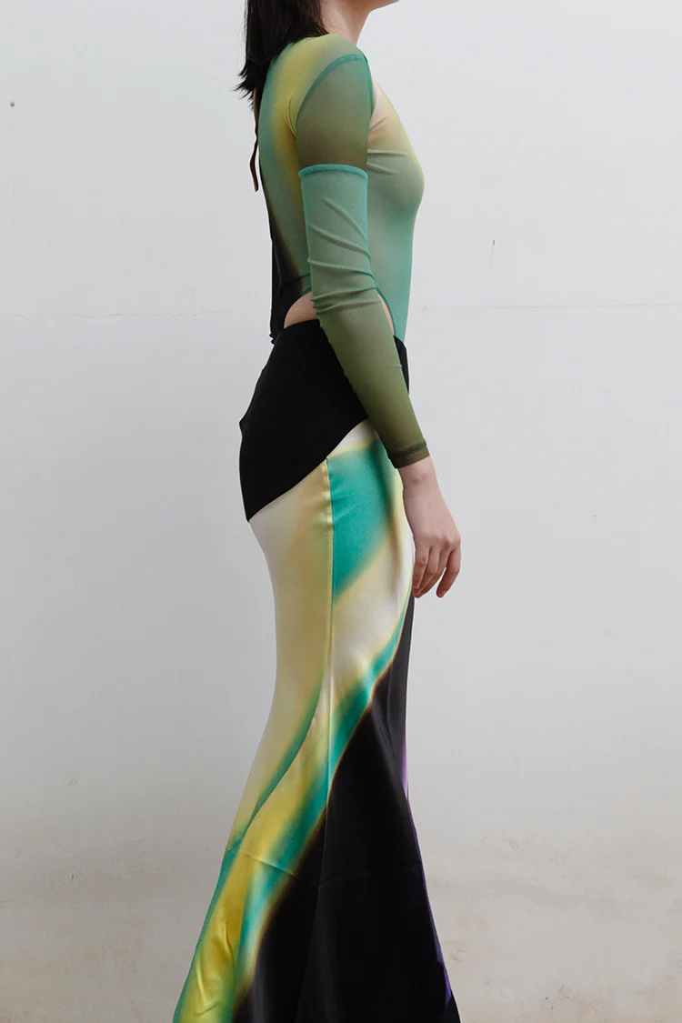 OUDE WAAG Printed Mesh Bodysuit Series OW-22SS-UW04 Print 1 - Image 6
