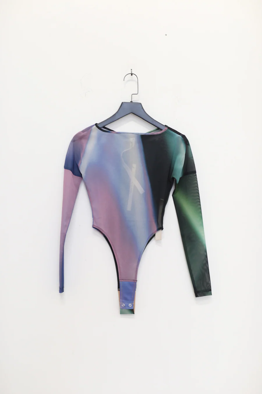 OUDE WAAG Printed Mesh Bodysuit OW-22SS-UW04 Black Purple Green (Print 2) - Image 10