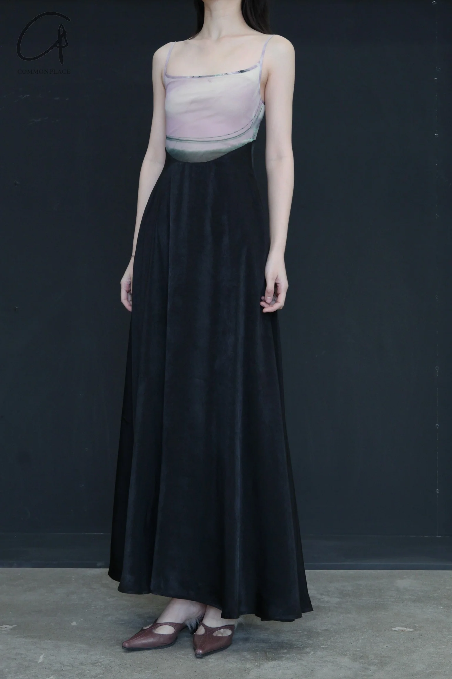 OUDE WAAG printed patchwork dress OW-24SS-DS13 pink and black print