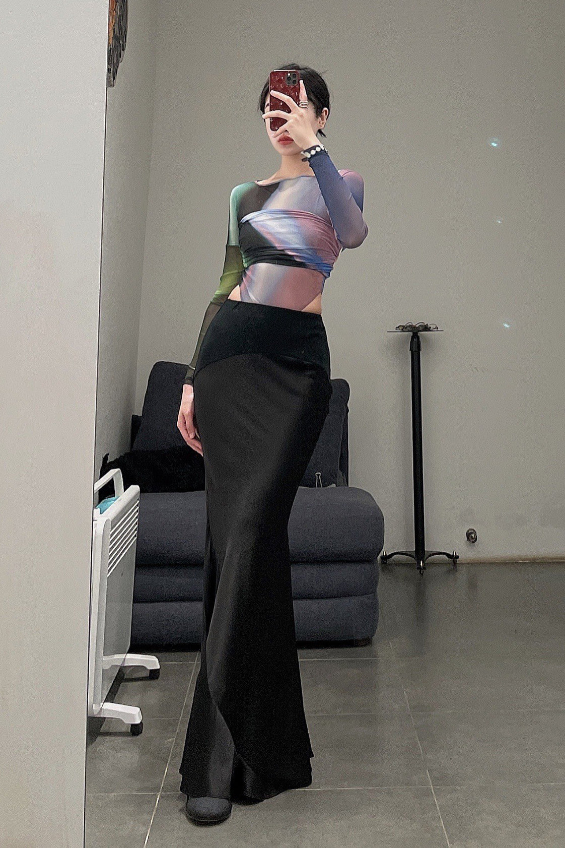 OUDE WAAG printed pleated tube top OW-22SS-AS04 black purple green - Image 18