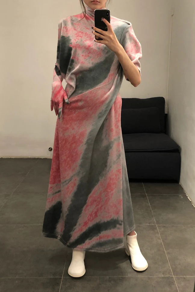OUDE WAAG Printed Standing Cut Wool Knit Dress OW19AWDS10B - Image 11