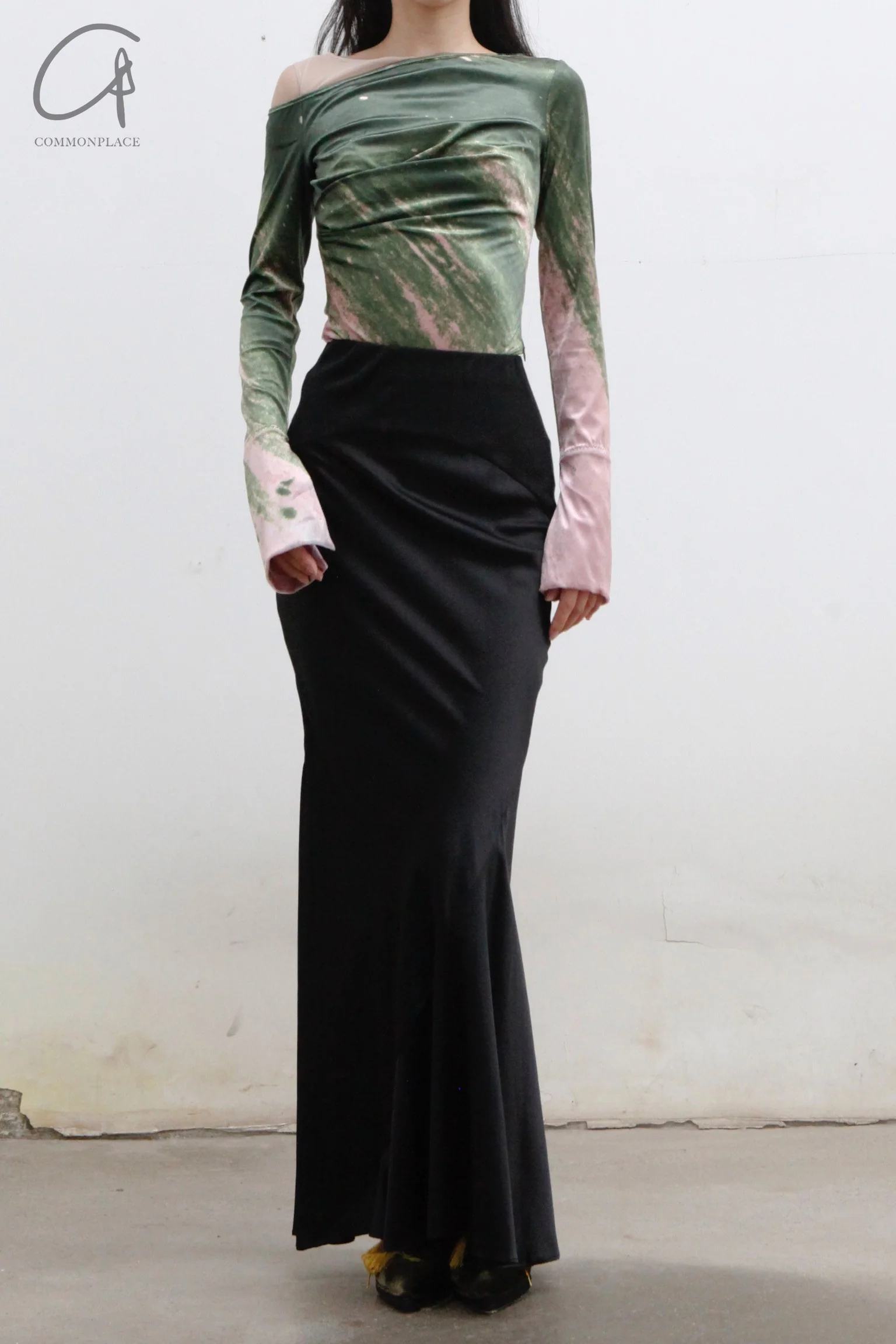 OUDE WAAG Printed Stretch Fishtail Skirt OW-22SS-SK03 Black - Image 3