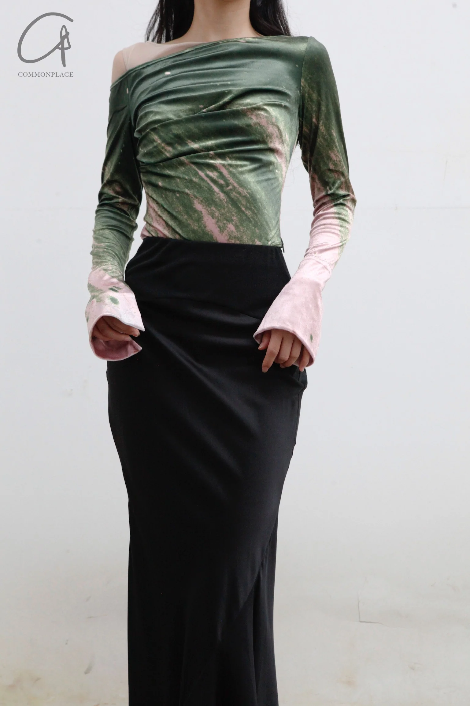 OUDE WAAG Printed Stretch Fishtail Skirt OW-22SS-SK03 Black - Image 6