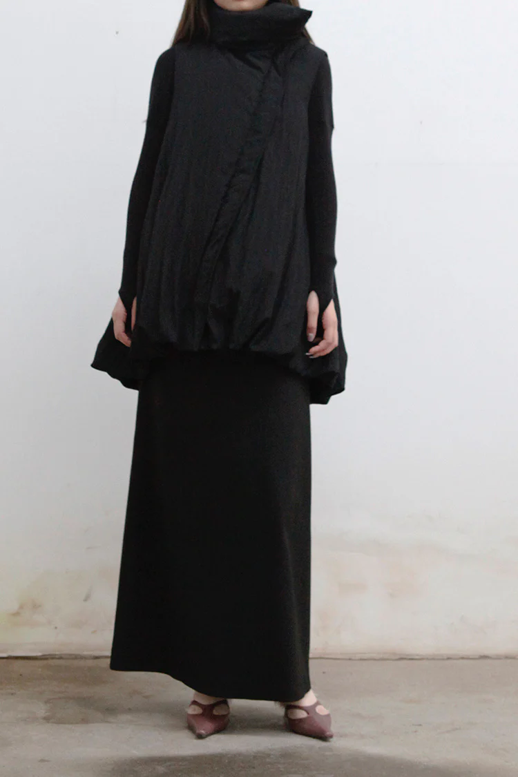 OUDE WAAG Shiny Wool Down Bud Vest OW-21AW-DJ02BL900 Black POW17 - Image 4