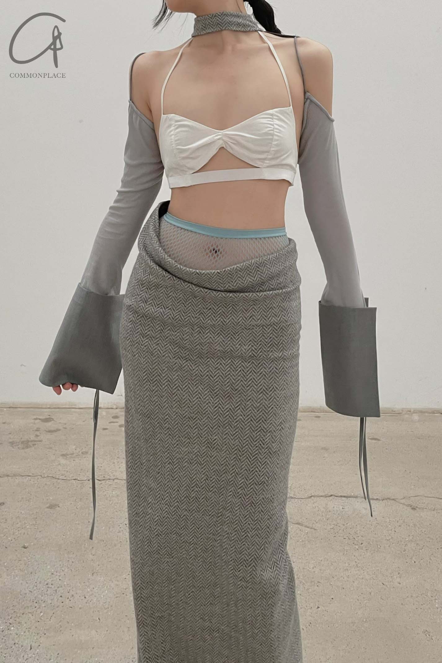 OUDE WAAG Shoulder Knit Sleeve OW-22SS-AS12 Light Grey - Image 13