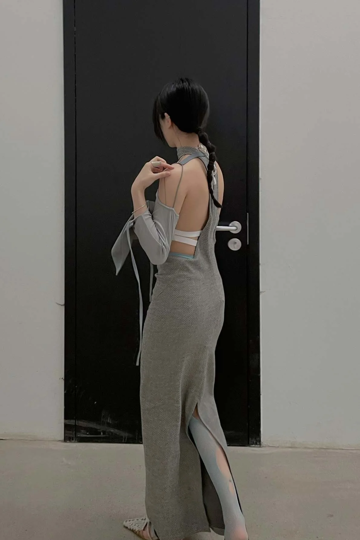 OUDE WAAG Shoulder Knit Sleeve OW-22SS-AS12 Light Grey - Image 19