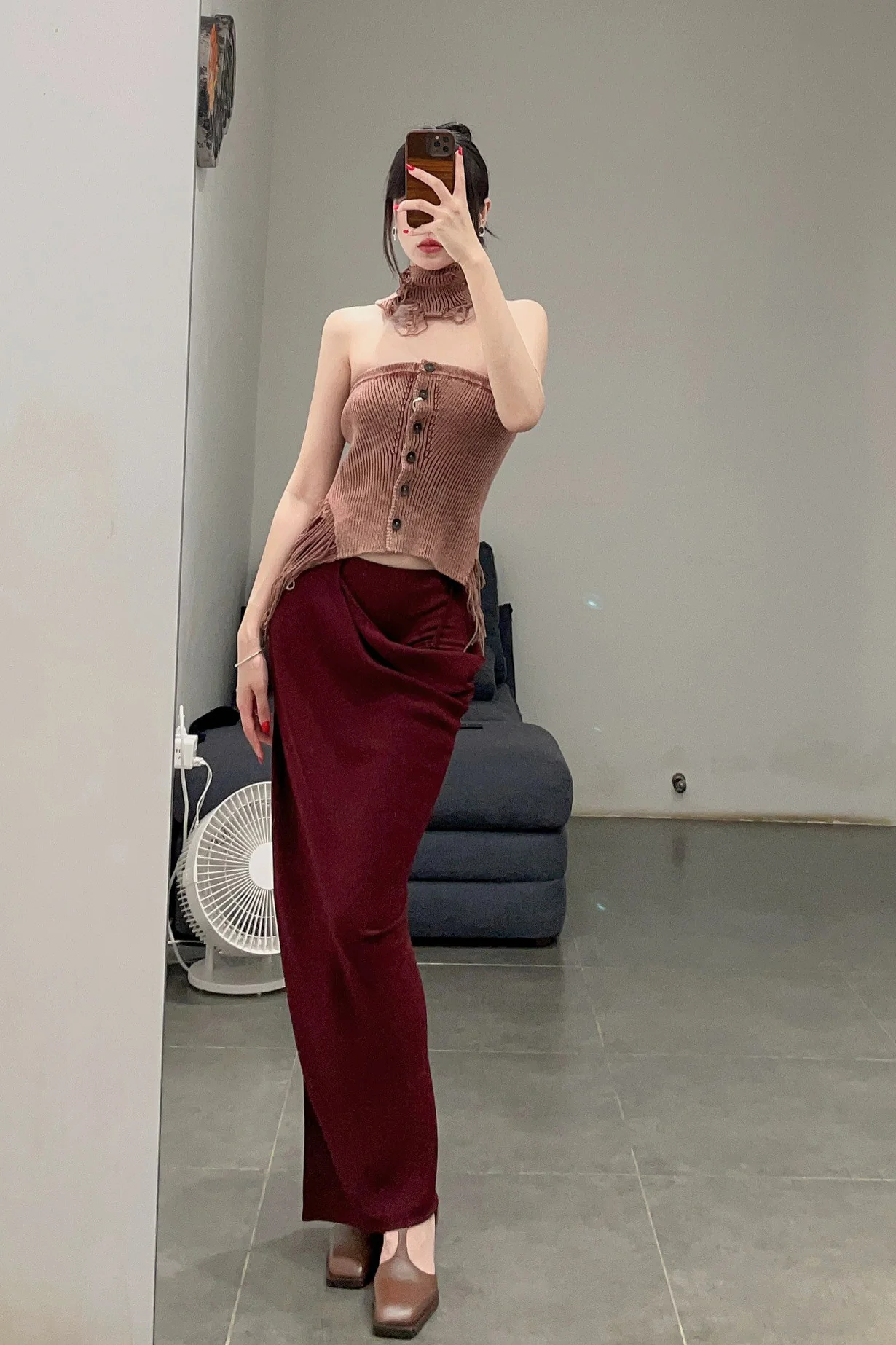 OUDE WAAG Side Opening Tether Skirt (With Underpants) OW-23AW-SK02T1RE280 (OW-23AW-SK02) - Image 20