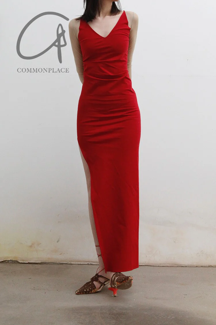 OUDE WAAG Side slit stretch long sleeve dress OW-22SS-DS15 - Image 3