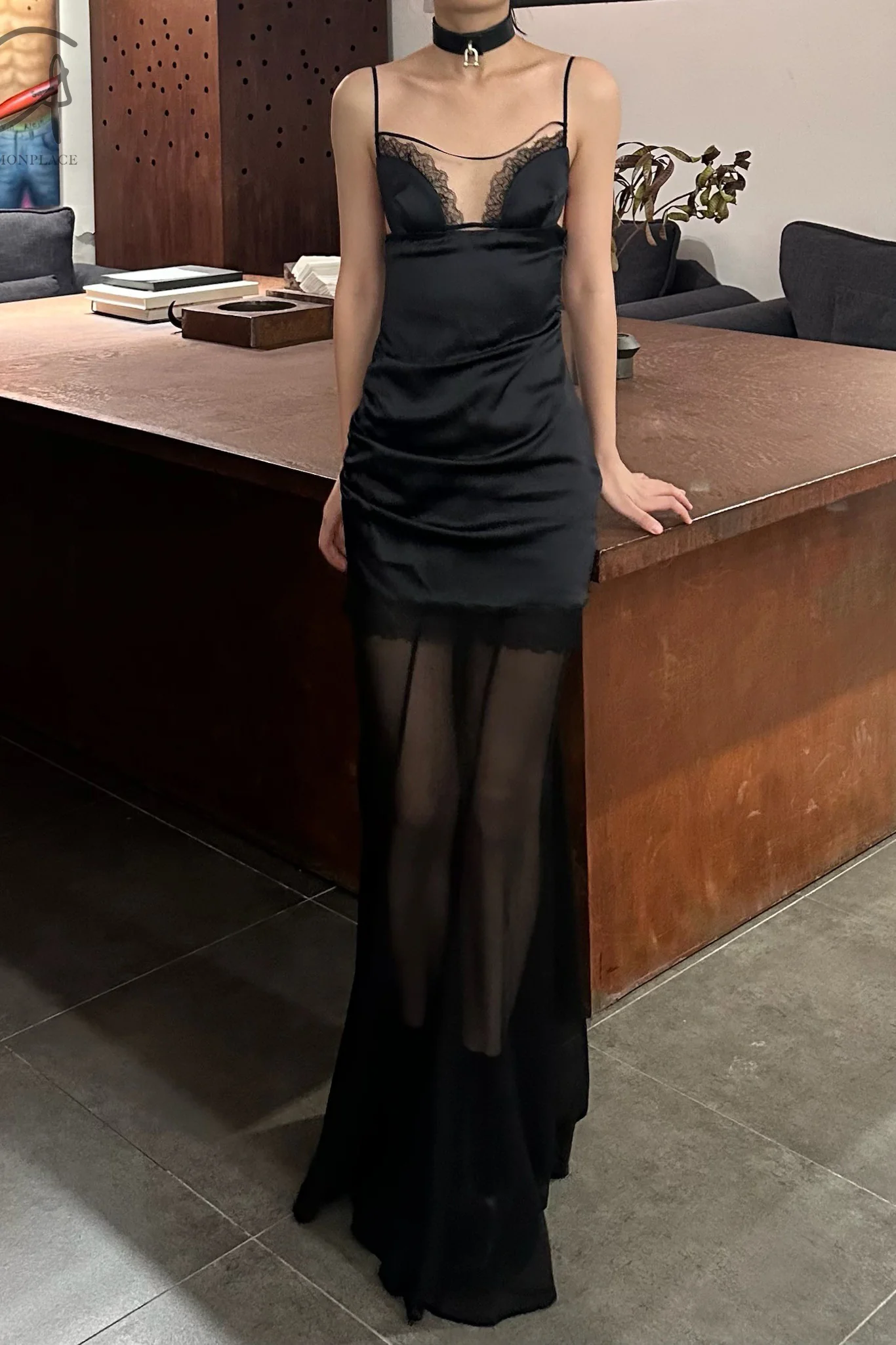 OUDE WAAG silk chiffon double layer fishtail skirt OW-24SS-SK08-HEI black - Image 13