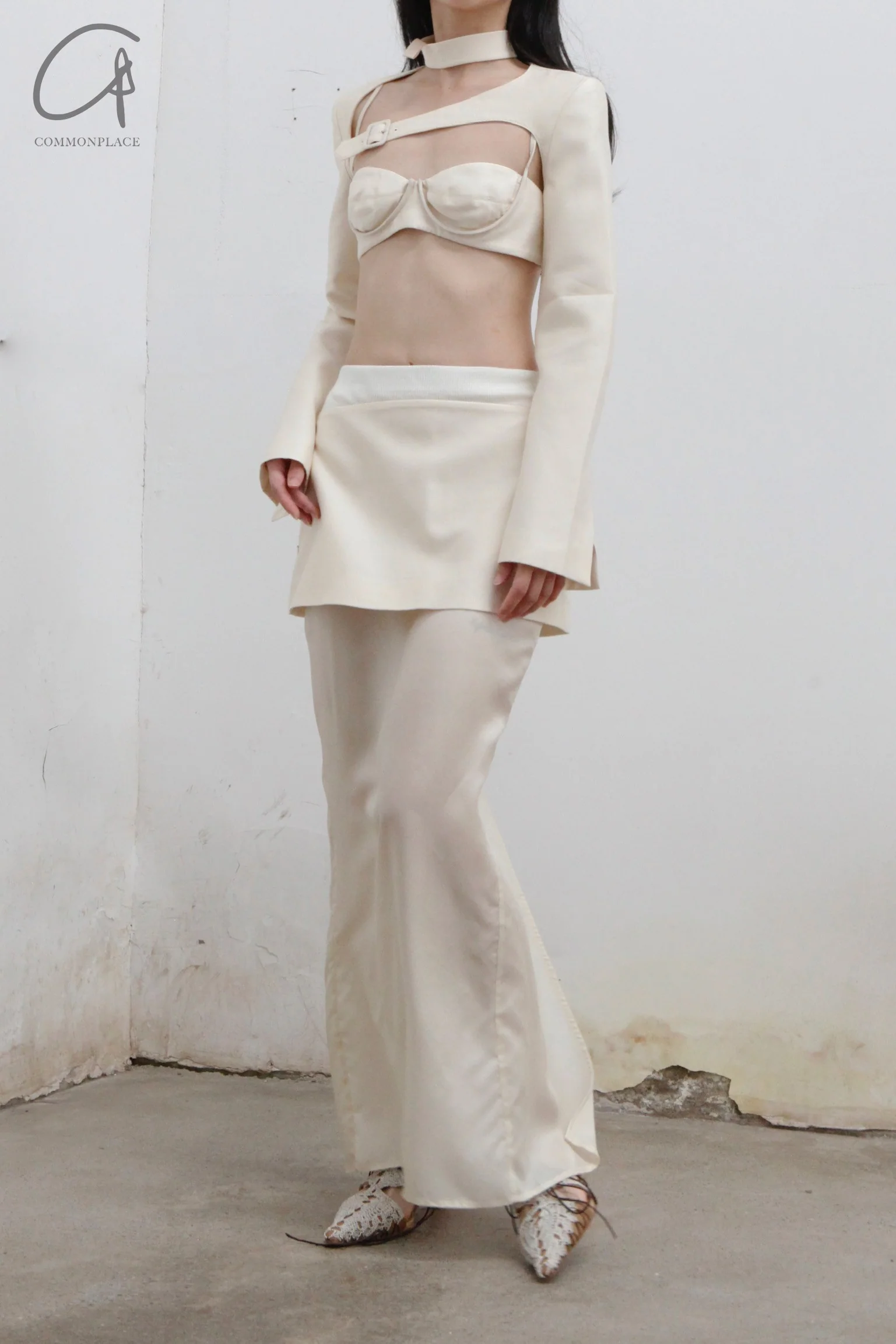 OUDE WAAG Silk Double Panel Skirt OW-22AW-SK08 Off-White - Image 12