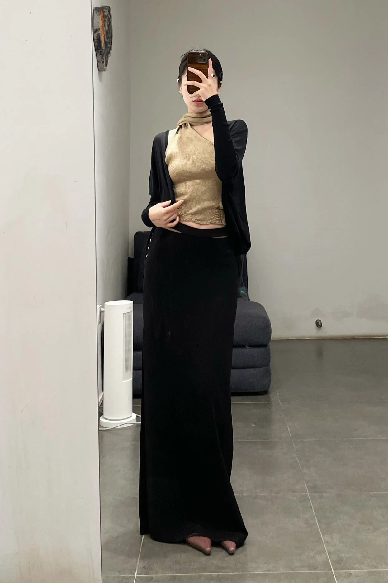 OUDE WAAG silk draped knitted cardigan OW-24SS-KT05 black - Image 13