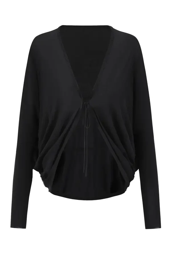 OUDE WAAG silk draped knitted cardigan OW-24SS-KT05 black - Image 6