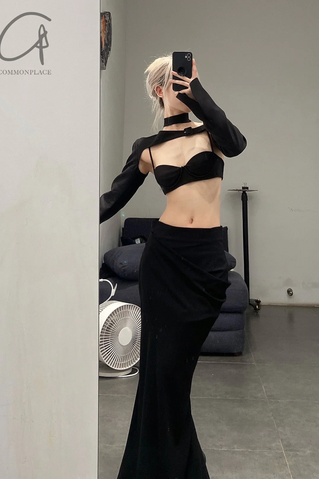 OUDE WAAG Silk Panel Bralette OW-22AW-AS13 Black - Image 15