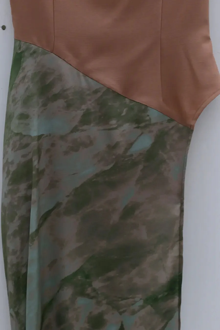 OUDE WAAG Silk Wool Panel Drape Print Dress OW-23AW- DS10P2GRO52 Green Pink Print OW-23AW- DS10 - Image 6