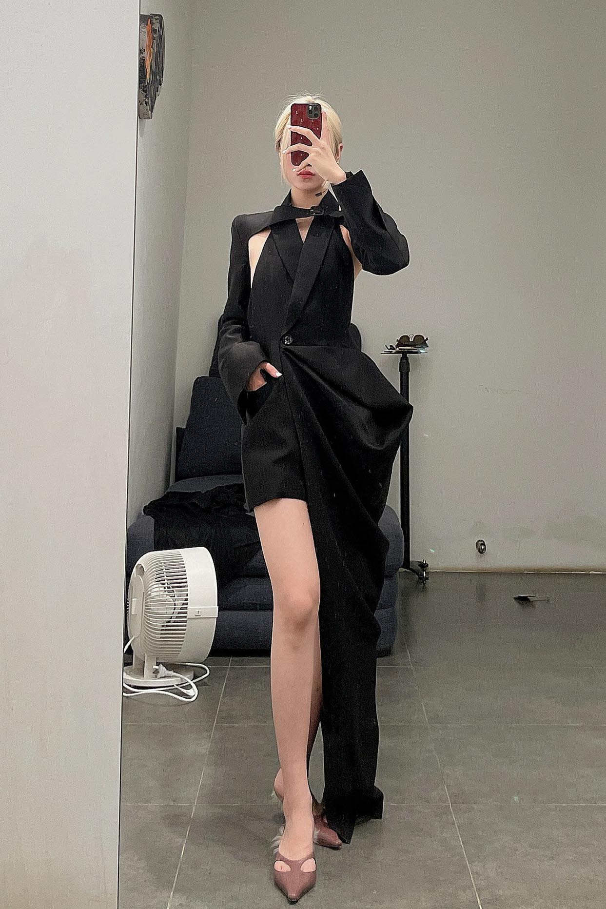 OUDE WAAG Silky Tie Suit Sleeve OW-22AW-AS01 Black - Image 17