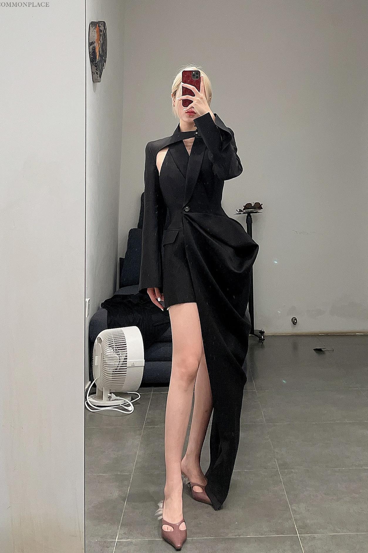OUDE WAAG Silky Tie Suit Sleeve OW-22AW-AS01 Black - Image 19