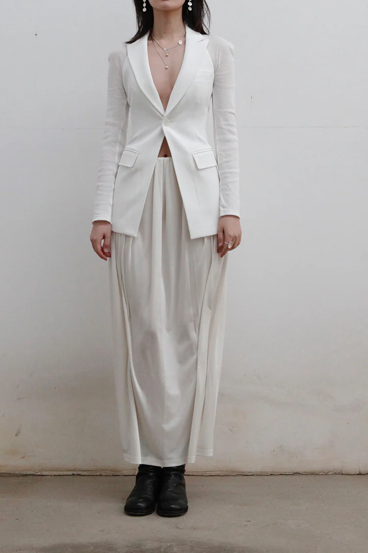 OUDE WAAG Slim Fit Backless Blazer OW-22SS-JK07 White - Image 8