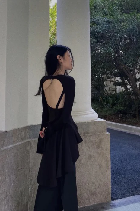 OUDE WAAG Spliced Raglan Free Drawstring High Stretch Sleeves Series OW-OW-21AW-AS20BL900-HEIWNJ Black No Kink  POW15 - Image 17