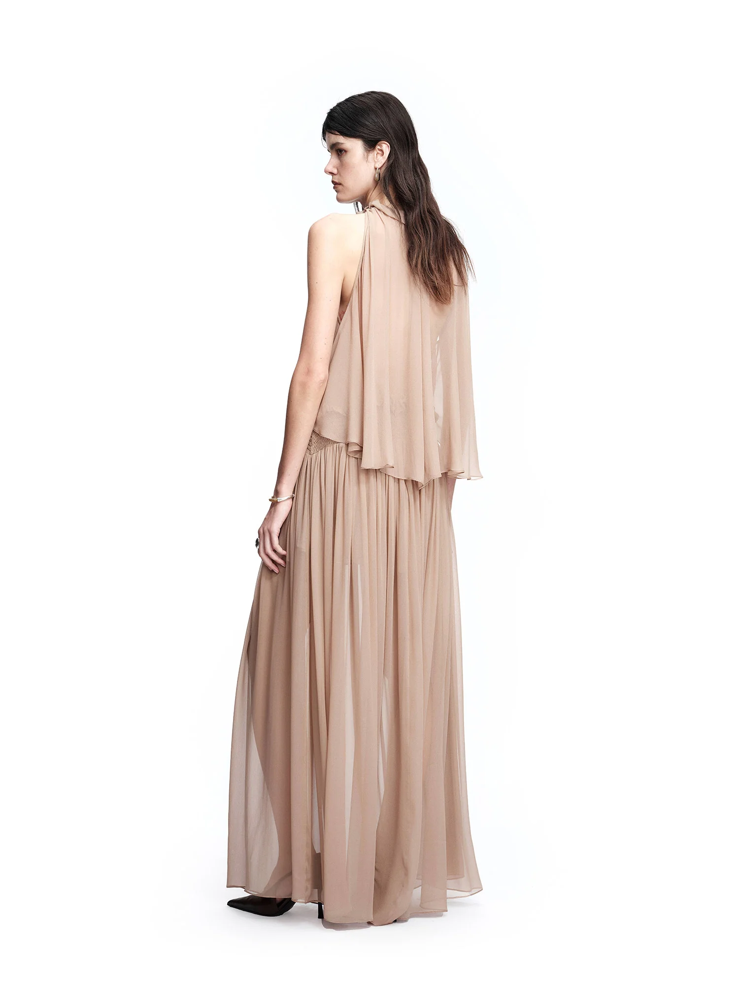 OUDE WAAG Spring/Summer 2026 Chiffon Ruffled Print Dress OW-OW-26SS-DS19-BWF PK230 Misty Pink - Image 7
